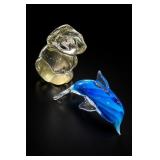 Blue Glass Dolphin Figurine, Made In China