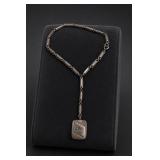 Art Deco Engraved Watch Fob With Chain