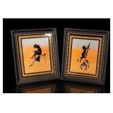 K W Diefenbach Rainbow Silhouettes Framed Pair