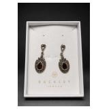 Buckley Sterling Silver Diamond Garnet Earrings