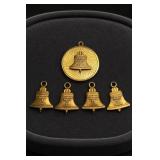 14K Gold Bell Charm Lot, Award Disc, 7.1g