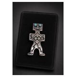 Navajo Sterling Silver Turquoise Kachina Pin
