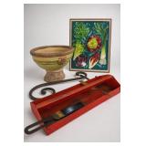 Red Tool Box, Planter, Iron Decor & Framed Art