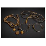 Gold-Filled Chain, Eyeglasses & Pin Lot