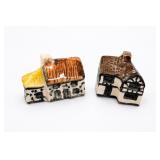 Pair of Pottery Cottage Figurines