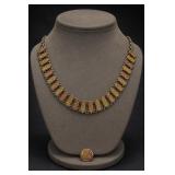 9K Gold Tri-Color Bracelet With Pendant