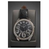 Guess G76030L Black Leather Strap Watch