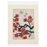 Chinese Plum Blossom Print With Bees
