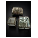 Three Jewelry Boxes, Mirrored & Glass