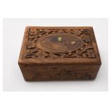 Hand Carved Floral Wooden Trinket Box