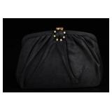 Black Satin Evening Clutch Purse