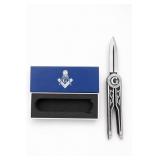 Masonic Folding Knife With Ruler Markings