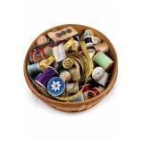 Sewing Thread Spools & Notions Basket Lot