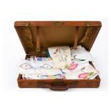 Embroidered Handkerchief Lot in Suitcase