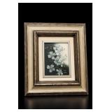 Framed Floral Artwork Signed June & Dog Artwork