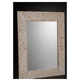 Geometric Carved Wood Framed Wall Mirror