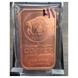 Buffalo Design .999 Fine Copper Bar, 1 AVDP Oz USA