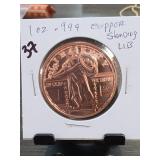 1999 1 Oz Fine Copper Round