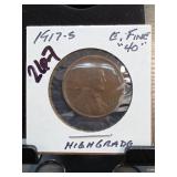 1917-S Lincoln Wheat Cent, E. Fine