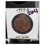 1947-D Lincoln Wheat Cent, GEM. UNC.