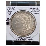 1878 Morgan Dollar, Choice UNC, VAM-31, Silver