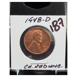 1948-D Lincoln Wheat Cent, CH. RED UNC.