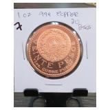 1917 Mexico 20 Pesos Copper Round