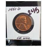1951-D Lincoln Wheat Cent, Choice UNC
