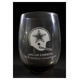 Dallas Cowboys 1972 World Champions Glass