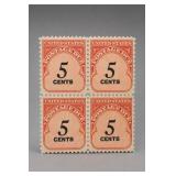 U.S. #J93 Postage Due 5 Cents Block Of 4