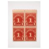U.S. #580 Postage Due 1¢ Mint Pane of 4