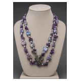 Sterling Silver Baroque Pearl Amethyst Necklace