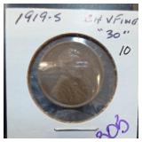 1919-S Lincoln Wheat Cent, Very Fine