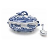 Bombay Blue White Covered Dish & Spoon Set