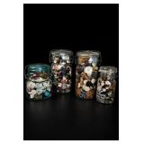 Vintage Glass Jars Filled With Assorted Buttons