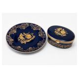 Limoges Castel 22K Gold Porcelain Box & Plate Set