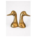 Pair Brass Duck Head Bookends
