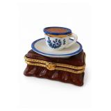 Limoges Hand Painted Cup & Saucer Trinket Box