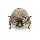 Victorian-Style Silver Plate Roll-Top Butter Dish