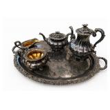 Silver-Plated 5-Piece Tea & Coffee Set With Tray