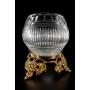 Cut Crystal Bowl On Ornate Bronze Stand