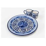 Uriarte Talavera Blue White Ceramic Plate