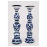 Bombay Blue & White Porcelain Candlestick Pair