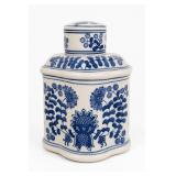 Blue & White Floral Ceramic Cookie Jar