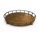 Brass Faux Bamboo Oval Serving Tray