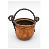 Copper Hammered Cauldron Pot With Iron Handles