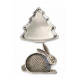 Silver-Tone Rabbit & Tree-Shaped Dishes Set