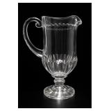 Clear Glass Pedestal Pitcher With Beaded Band