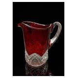 Ruby Flashed Pressed Glass Pitcher