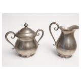 Pewter Sugar Bowl & Creamer Set